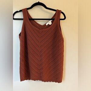 Isela Open Knit Chevron Tank Women’s Size Small Rust Brown/Orange